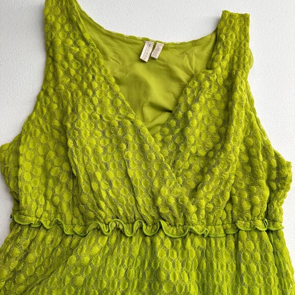 Green Madison Textured Sleeveless Tiered V-Neck Dress Womens Size L Babydoll - Picture 9 of 9
